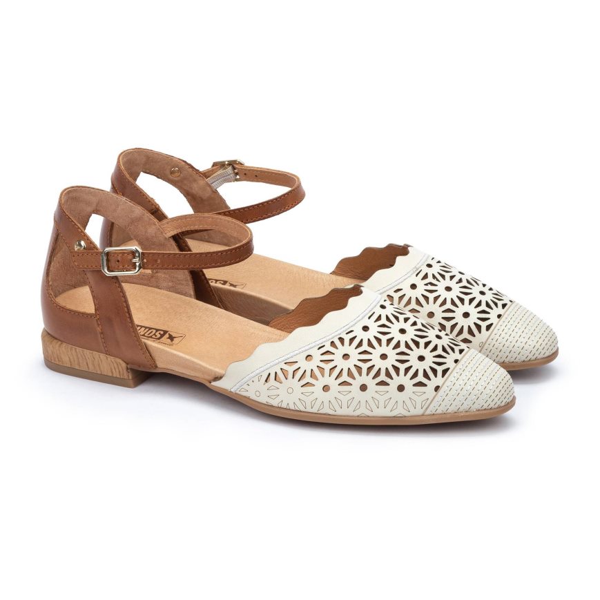 Women's Pikolinos BENISSA Flat Sandals Brown / White | NZ L7QA839